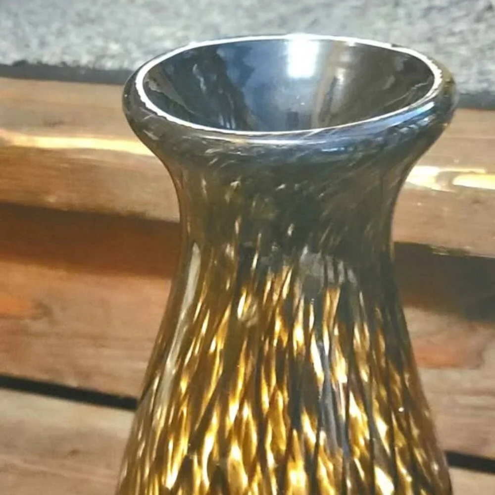 Vase, Vinci by Dynasty Gallery, Brown Black Cased Art Glass